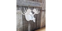 Trophée mural tête d'animal orignal blanc 3D 